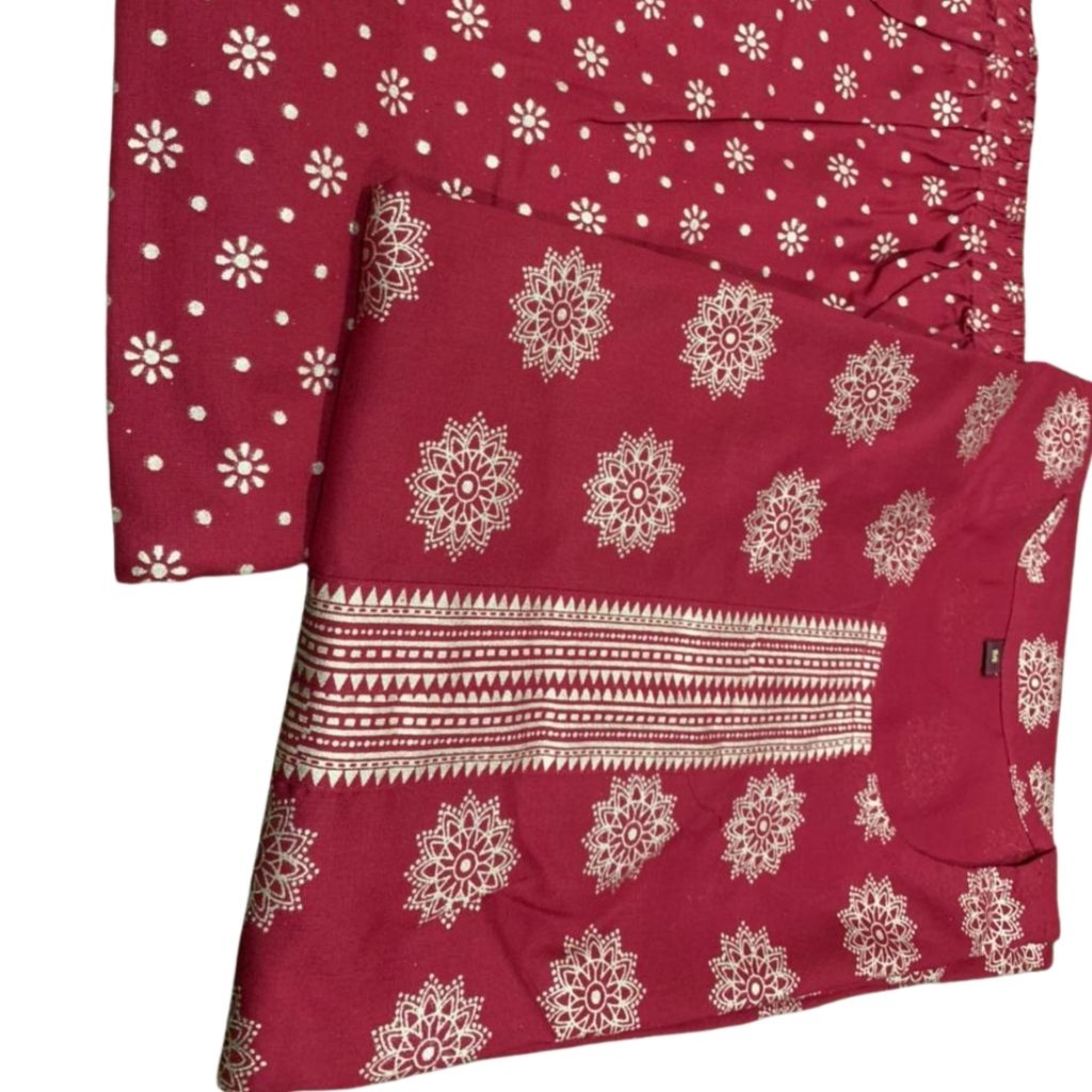 Full Printed Kurti With Flair Sharara Set For Women - Shopaholics