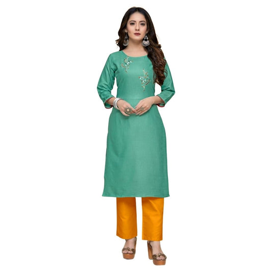 Handwork Cotton Designer Kurti Bottom For Women - M / Green - Shopaholics