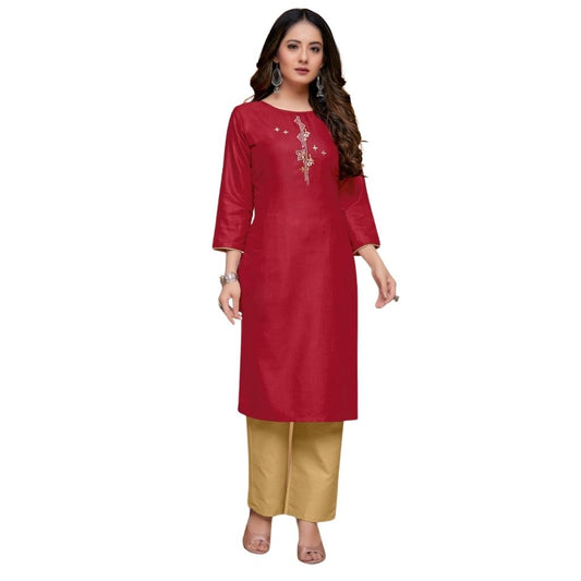 Handwork Cotton Designer Kurti Bottom For Women - M / Red - Shopaholics
