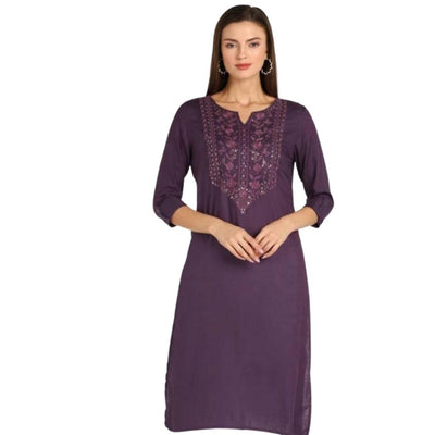 Heavy Embroidery Sequin Straight Kurti With Pant For Women - Shopaholics