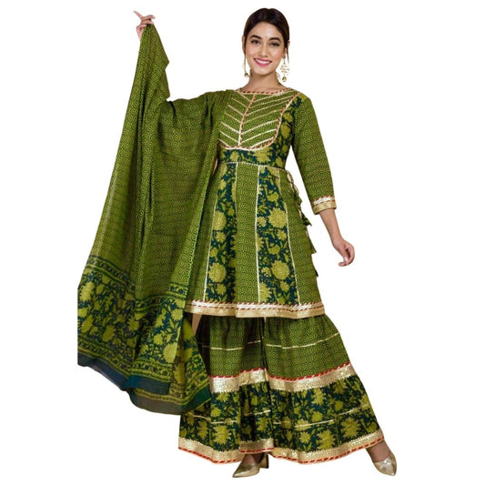 Heavy Rayon Anarkali Kurti With Sharara For Women - Green / L - Shopaholics