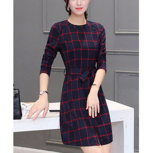 High Quality Plaid Midi Dress for Women - 2 / L - Shopaholics