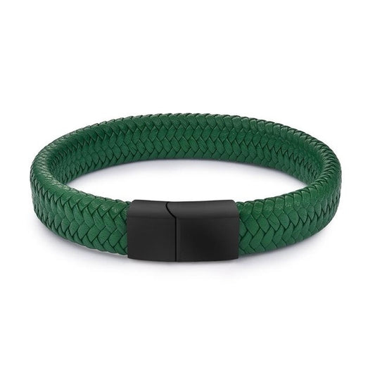 Unisex Braided Leather Charm Bracelet - Green 2 / 18.5cm - Shopaholics