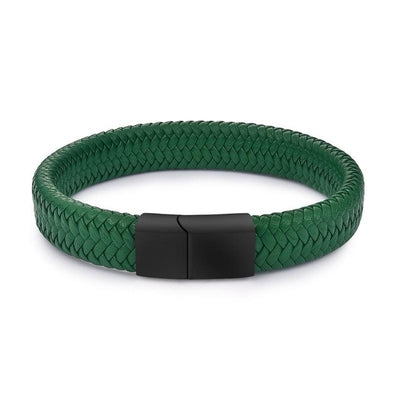 Unisex Braided Leather Charm Bracelet - Green 2 / 18.5cm - Shopaholics