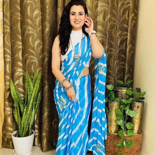 Lahariya Gota Buti Chinnan Crepe Saree With Blouse For Women - Shopaholics