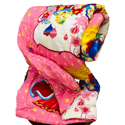 Luxury Glace Cotton Kids Designer Comforter Single Bedsheet - Pink - Shopaholics
