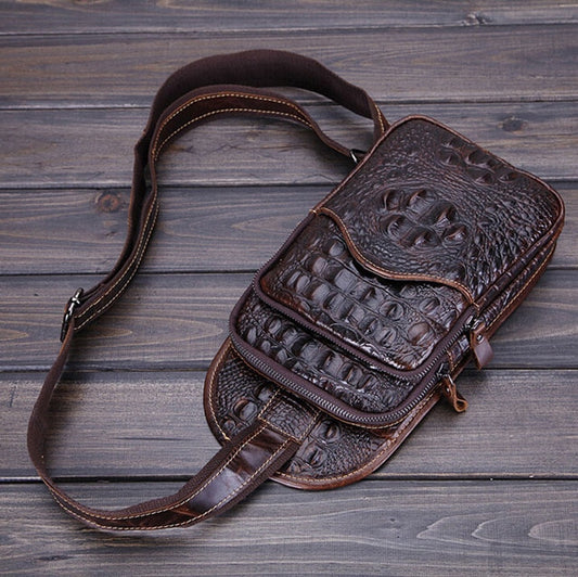 Men Vintage Genuine Leather Messenger Bag - Coffee - Shopaholics