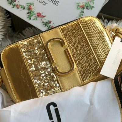 Metallic Snake Snapshot Small Crossbody Handbag For Women - Gold - Shopaholics