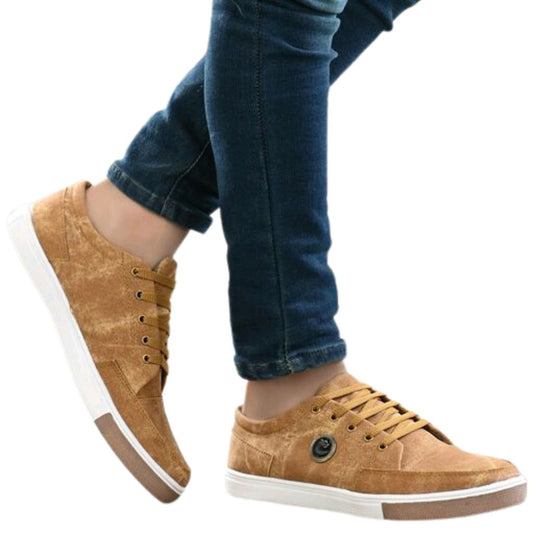 Modern Casual Lace-Up Sneakers Shoes For Men - 6 / Brown - Shopaholics