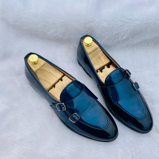 Double Monk Dress Loafers Leather Shoes For Men