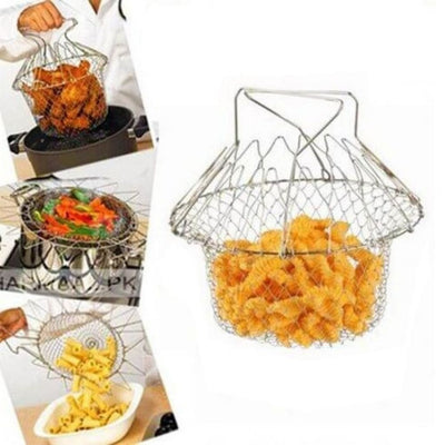 Multifunctional Stainless Steel Foldable Cooking Chef Basket For Kitchen - Shopaholics