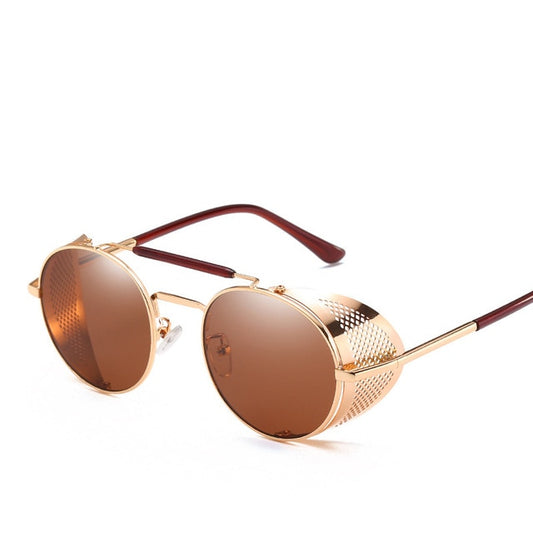 Retro Round Metal Sunglasses For Men And Women - 4-Gold-Tea - Shopaholics