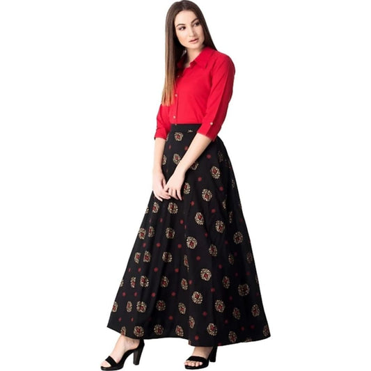 Beautiful Rayon Kurti With Palazzo For Women - XL / Red - Black - Shopaholics