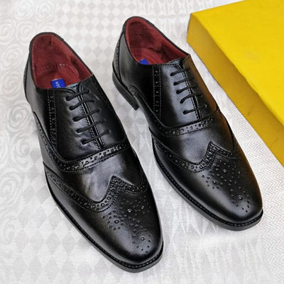 Oxford Black Designer Leather Shoes For Men - 6 / Black - Shopaholics
