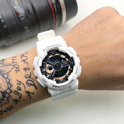 White G-Shock Resin Strap Wrist Watch For Men - Shopaholics