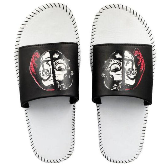Pampy Angle Printed Slide Flip Flops For Men - 7 / White - Shopaholics