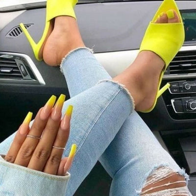 Peep Toe Neon Heels Sandals For Women - Shopaholics