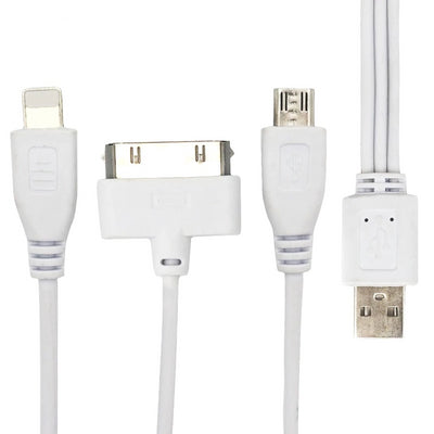 Micro USB 30 Pin Charging Cable for Smartphone - White / 3 in 1 cable - Shopaholics