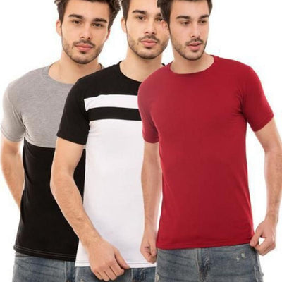Premium Regular Fit Pack Of 3 Combo T-Shirt For Men - S-36 - Shopaholics