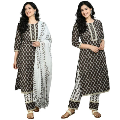 Premium Cotton Kurti And Pant With Dupatta For Women - Shopaholics