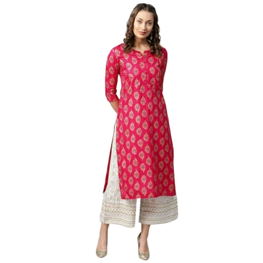 Premium Rayon Kurti Palazzo Set For Women - Red / M - Shopaholics