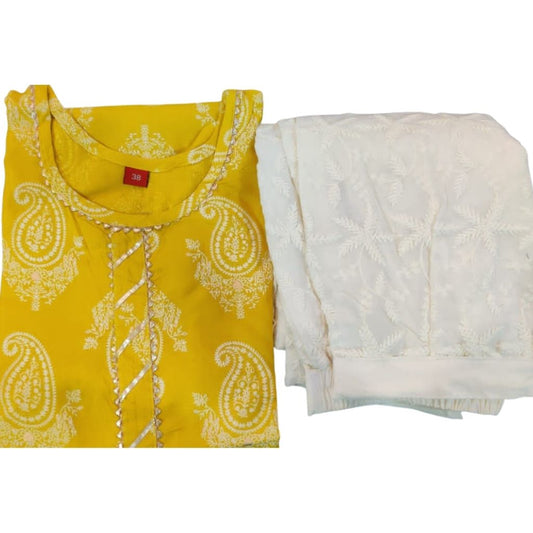 Rayon Kurti Gotta Work With Chicken Pant For Women - Shopaholics