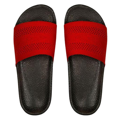 Red Casual Striped Slide Flip Flops For Men - Shopaholics