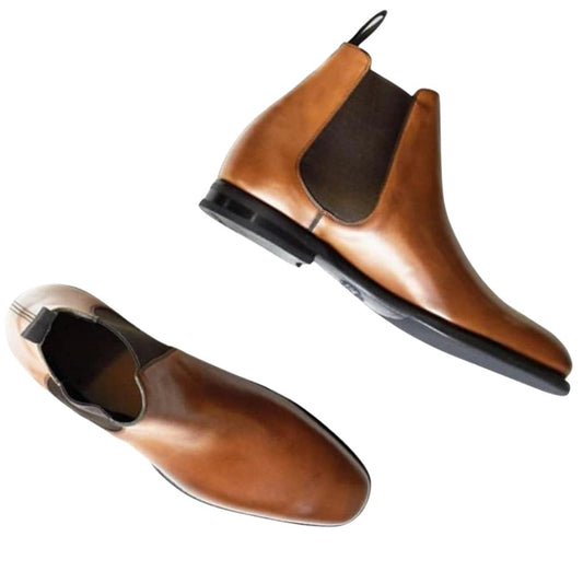 Regular Fit Leather Boots Shoes For Men - 6 / Brown - Shopaholics