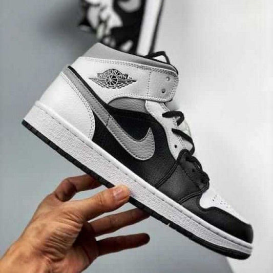 Retro 1 Mid White Shadow Sneakers Shoes For Men - 45 / Mid White-Black - Shopaholics