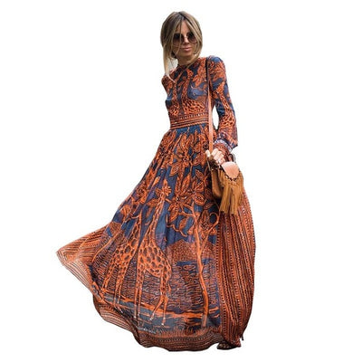 Spring Long Chiffon Dress for Women - L - Shopaholics