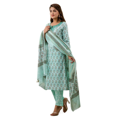 Sequnce Worked Printed Kurti Pant With Dupatta For Women - Shopaholics