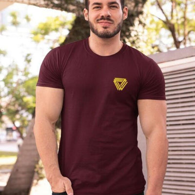 Solid Cotton Half Sleeve Regular Fit T-Shirt For Men - Maroon / S-38 - Shopaholics