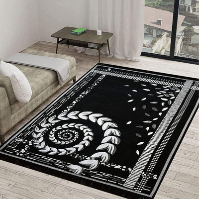 Sparrow World Premium Exclusive Chenille Living Room Carpet - 5 Feet x 7 Feet / Black - Shopaholics