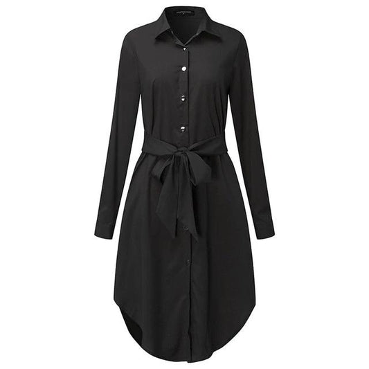 Long Sleeve Shirt Dress for Women - Black / S - Shopaholics