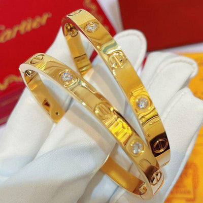 Stainless Steel Diamond Inspired Bracelet For Women - Free Size / Gold - Shopaholics
