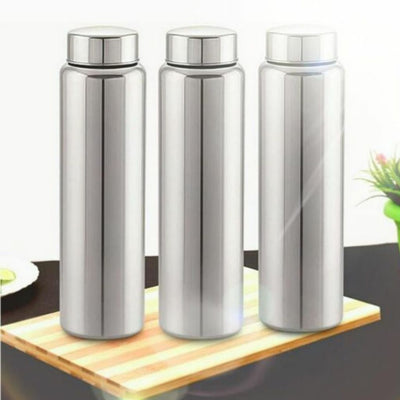Stainless Steel Water Bottles Pack Of 3 Combo Set - 1000 ml. / Silver - Shopaholics