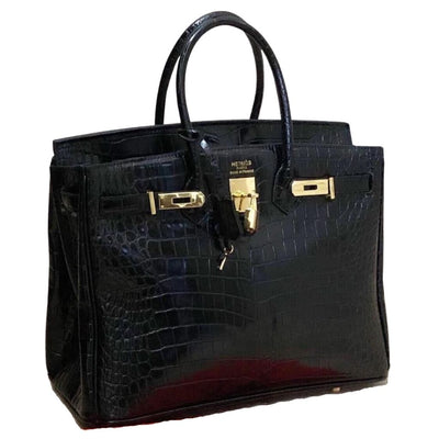 Styles Shiny Alligator Pu Leather Handbag For Women - Black - Shopaholics