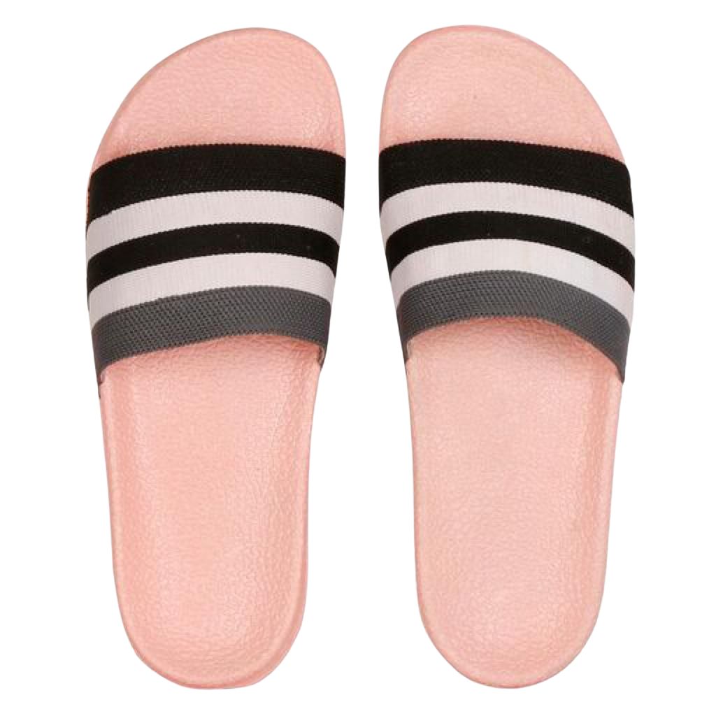 Stylish Casual Striped Slide Flip Flops For Men - 6 / Pink - Shopaholics