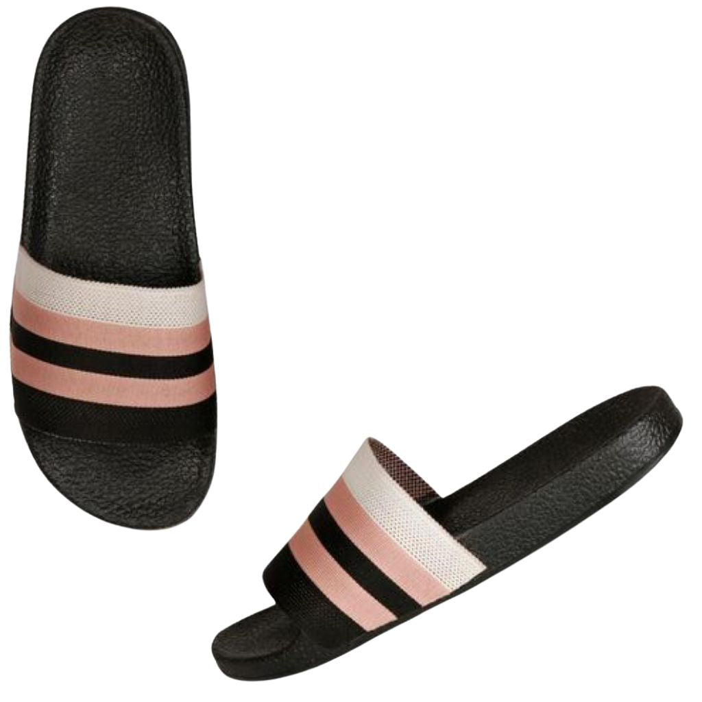 Stylish Casual Striped Slide Flip Flops For Men - Shopaholics