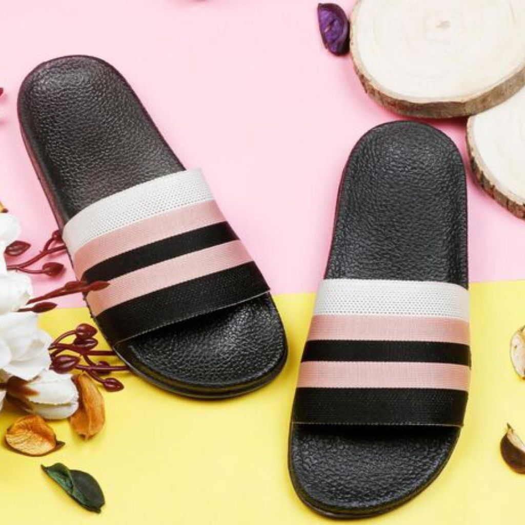 Stylish Casual Striped Slide Flip Flops For Men - 6 / Black - Shopaholics