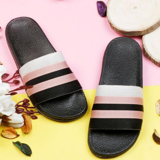 Stylish Casual Striped Slide Flip Flops For Men - 6 / Black - Shopaholics