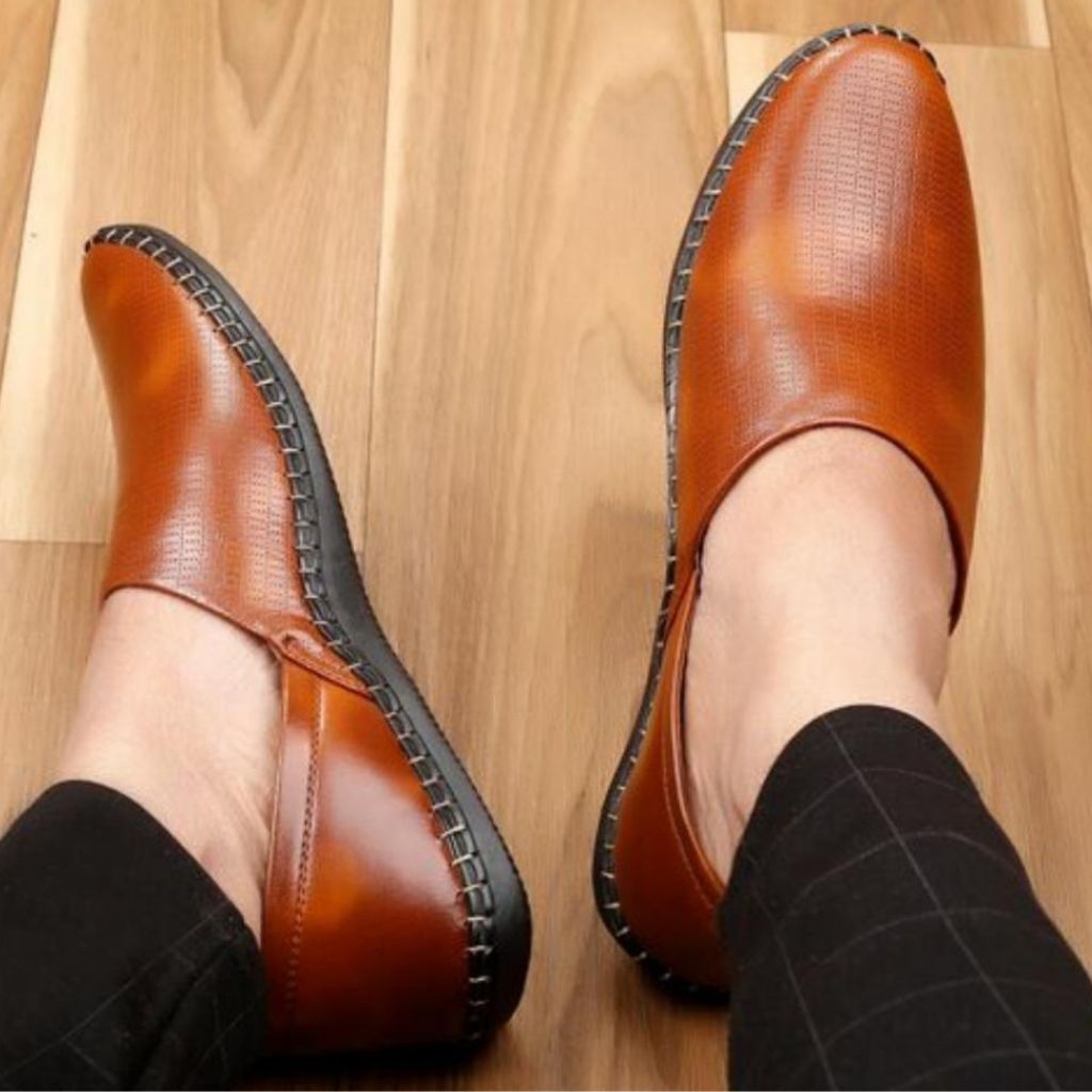 Stylish Punjabi Jutti Leather Loafers Shoes For Men - Shopaholics