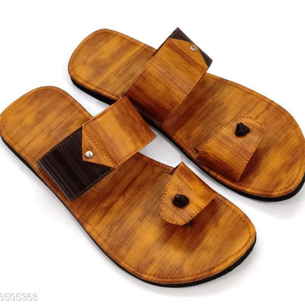 Stylish Synthetic Leather Sandals Flip Flops For Men - 6 / Brown - Shopaholics