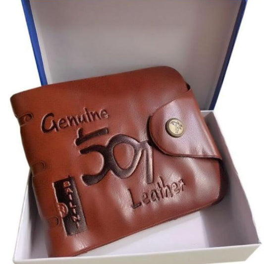Stylish Trending Printed Leather Wallet For Men - Brown - Shopaholics