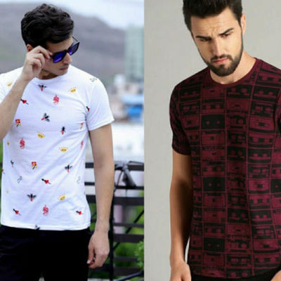 Trendy Half Sleeve Pack Of 2 Combo T-Shirt For Men - M-38 - Shopaholics
