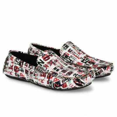 Trendy Look Driving Leather Loafers Shoes For Men - 7 / White-Multi - Shopaholics