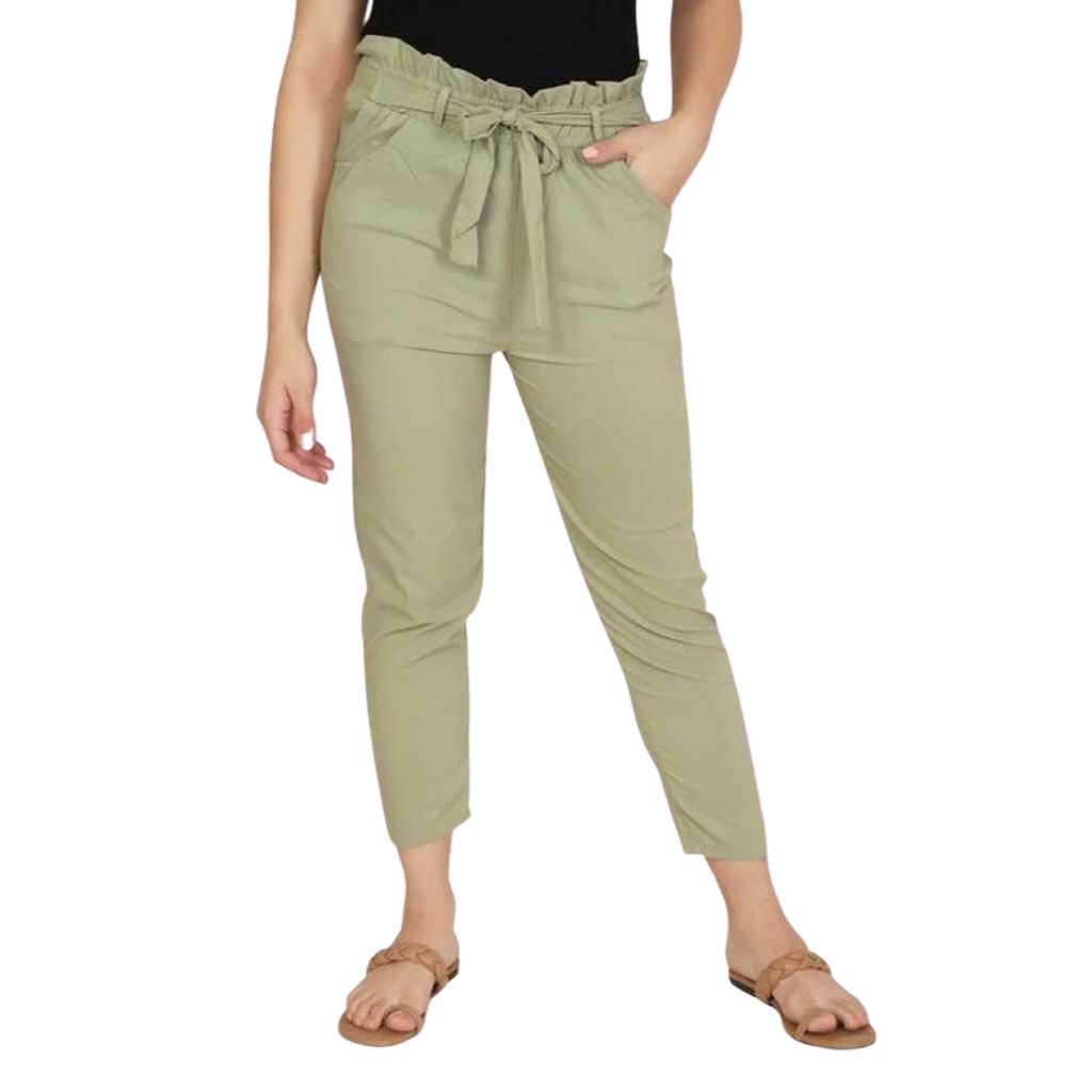 Trendy Daily Wear Elasticated Pants For Women - 26" Inch / Green - Shopaholics