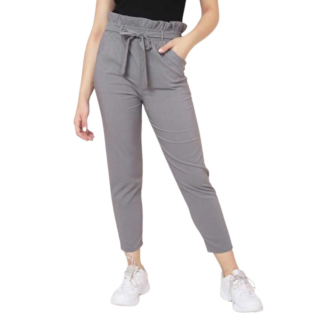 Trendy Daily Wear Elasticated Pants For Women - 26" Inch / Grey - Shopaholics