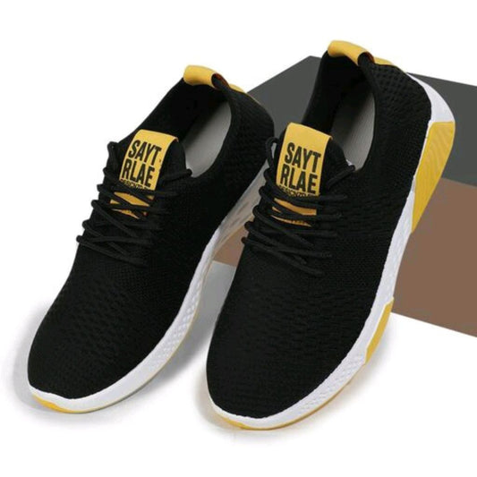 Trendy Sayt Rlae Running Sports Shoes For Men - 6 / Black - Shopaholics