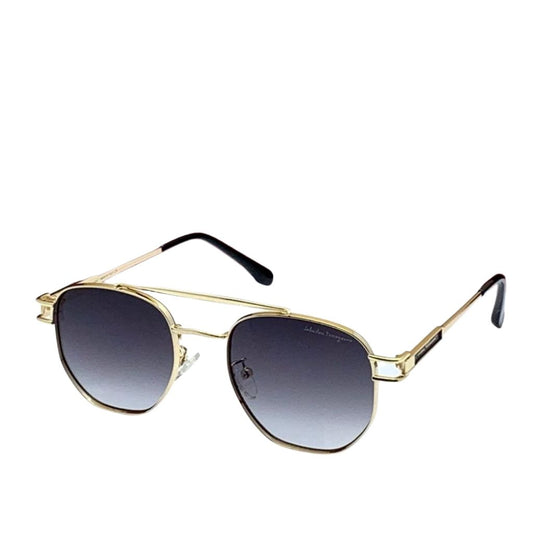 Unisex Classic Metal Hexagon Shape Sunglasses - Gold / Purple - Shopaholics